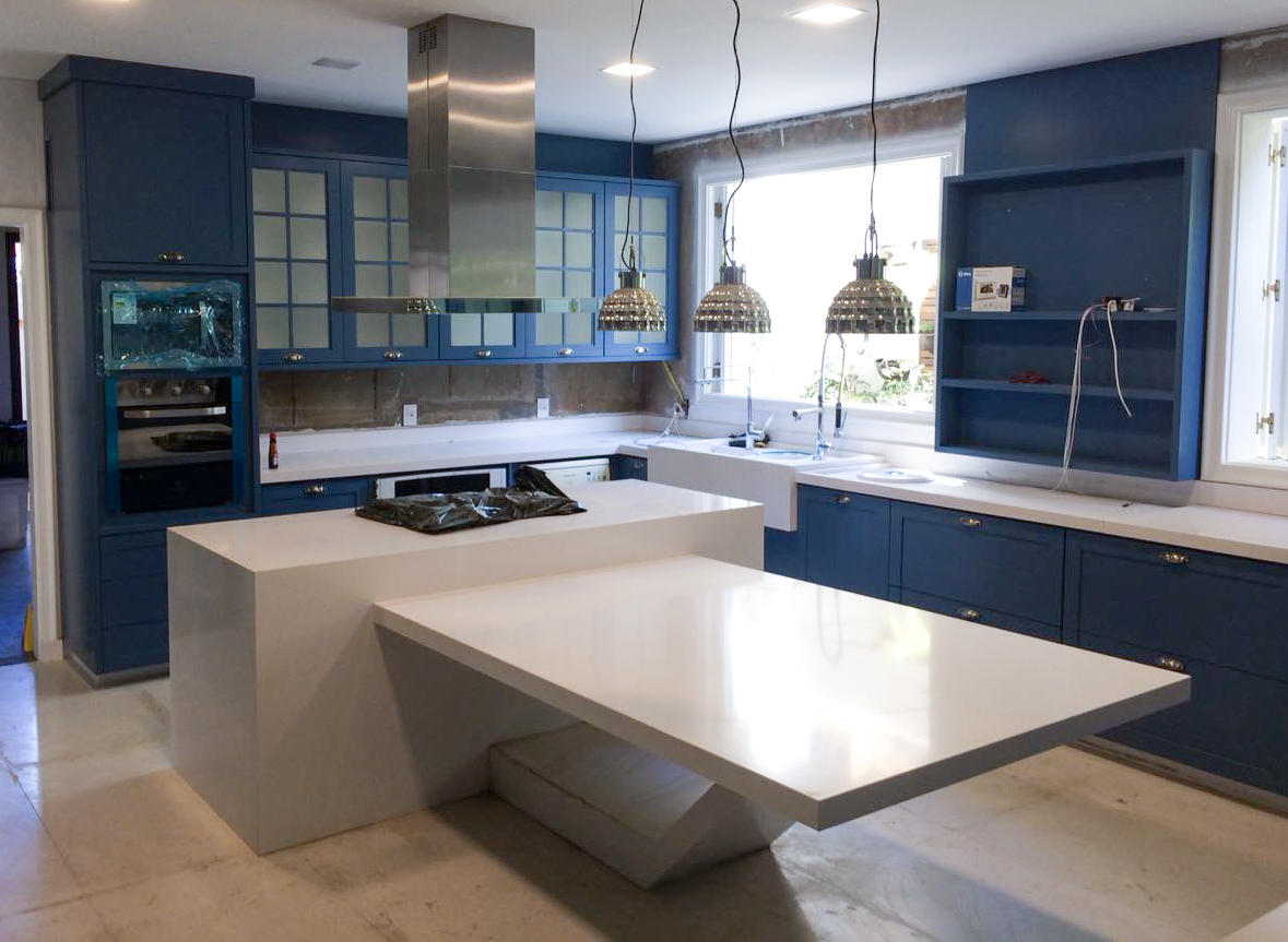 cozinha azul classica moderna